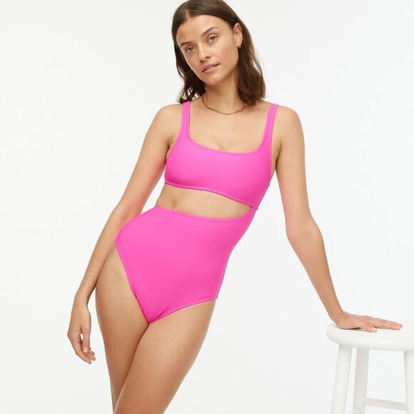 J.Crew Hot Pink Cutout One Piece Swimsuit Sz.24 NWT - Picture 1 of 14